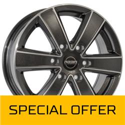 MEGA WHEELS HERCULES 6 ANTHRACITE GREY FRONT POLISHED 6.5x17 6/130 ET54 CB84.1