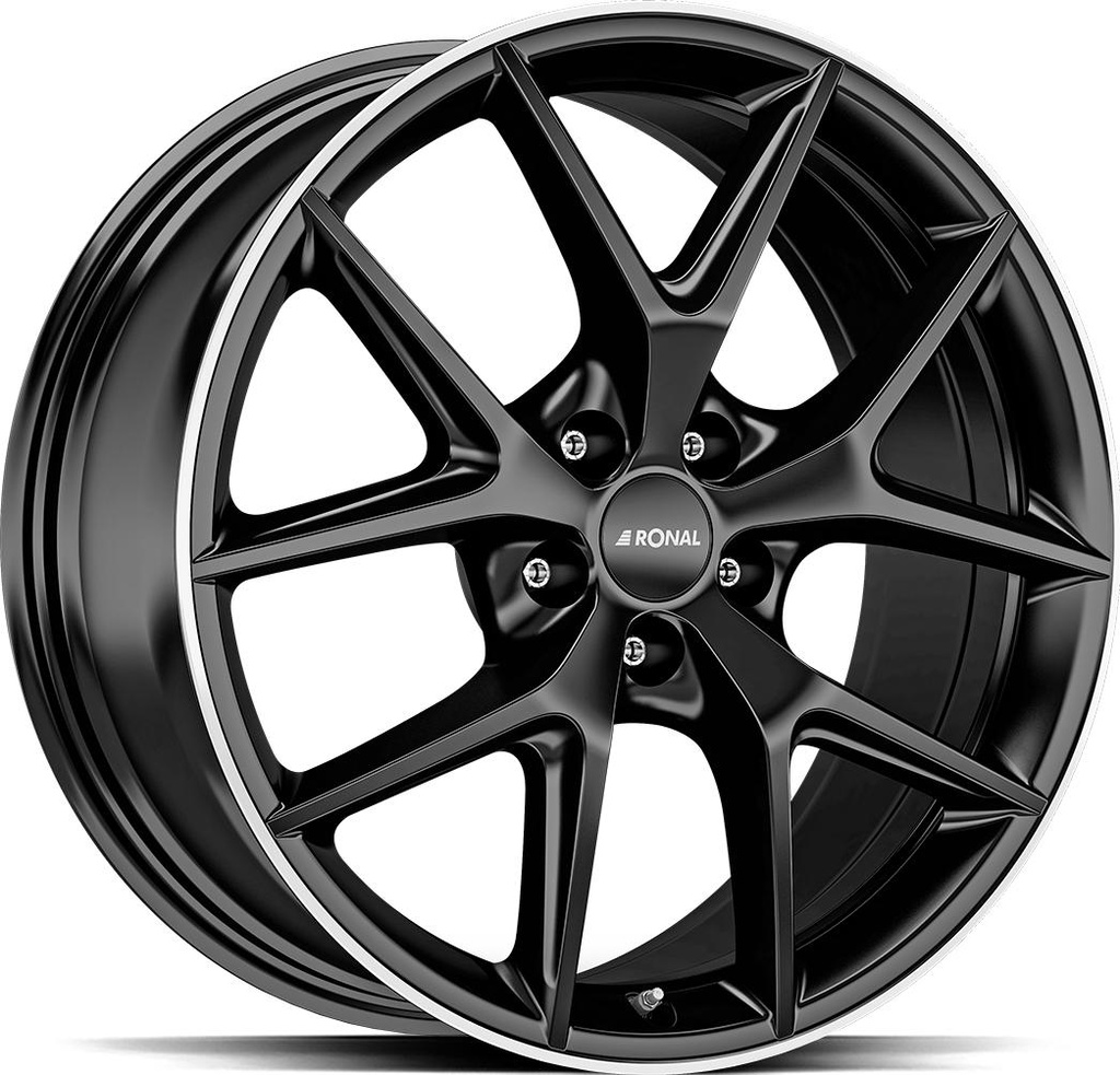RONAL R75 JET BLACK MATT RIM LIP CUT 8x19 5/108 ET45 CB68